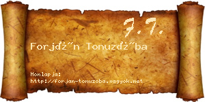 Forján Tonuzóba névjegykártya
